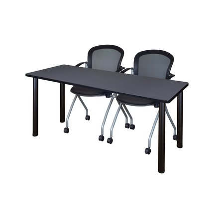 KEE Rectangle Tables > Training Tables > Kee Table & Chair Sets, 66 X 24 X 29, Wood|Metal|Fabric Top MT6624GYBPBK23BK